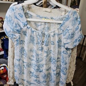 Princess Vera Wang Blue and White Blouse